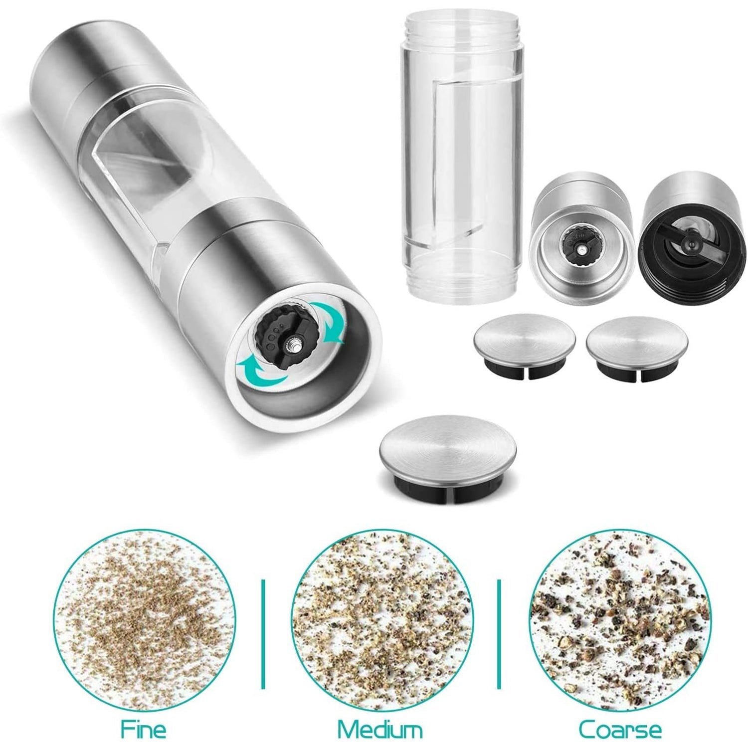 2-in-1 Stainless Steel Salt and Pepper Grinder 2-in-1 Stainless Steel Salt and Pepper Grinder